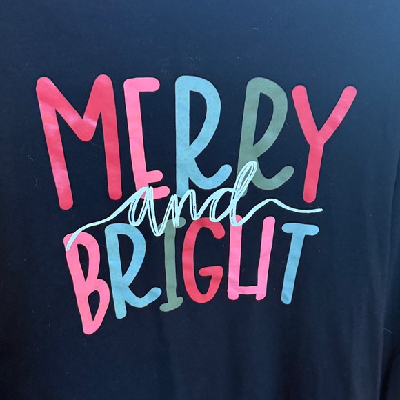 SHEIN Black Long Sleeve Tee with Festive Print - Picture 2 of 2